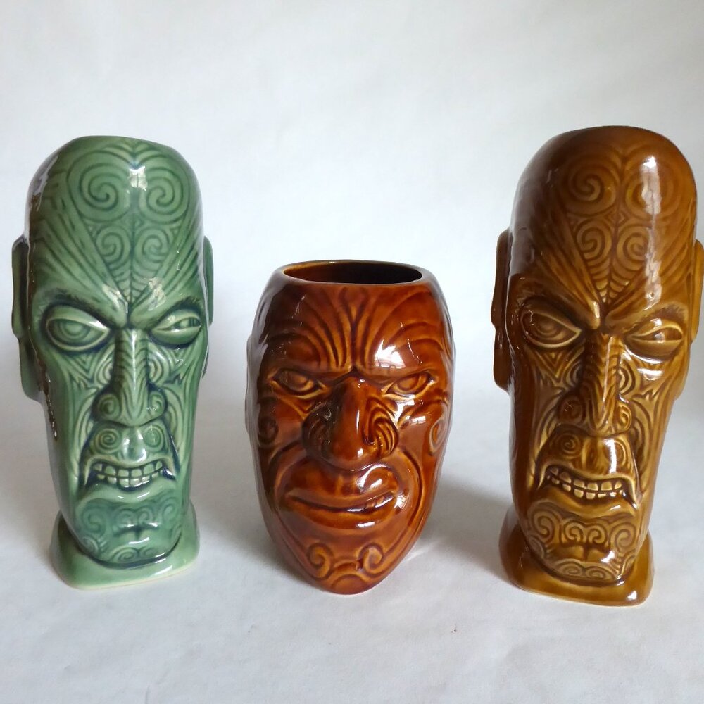 NEW 2006 TIKI FARM BENZART VICIOUS & MALICIOUS CERAMIC TIKI MUG LOT